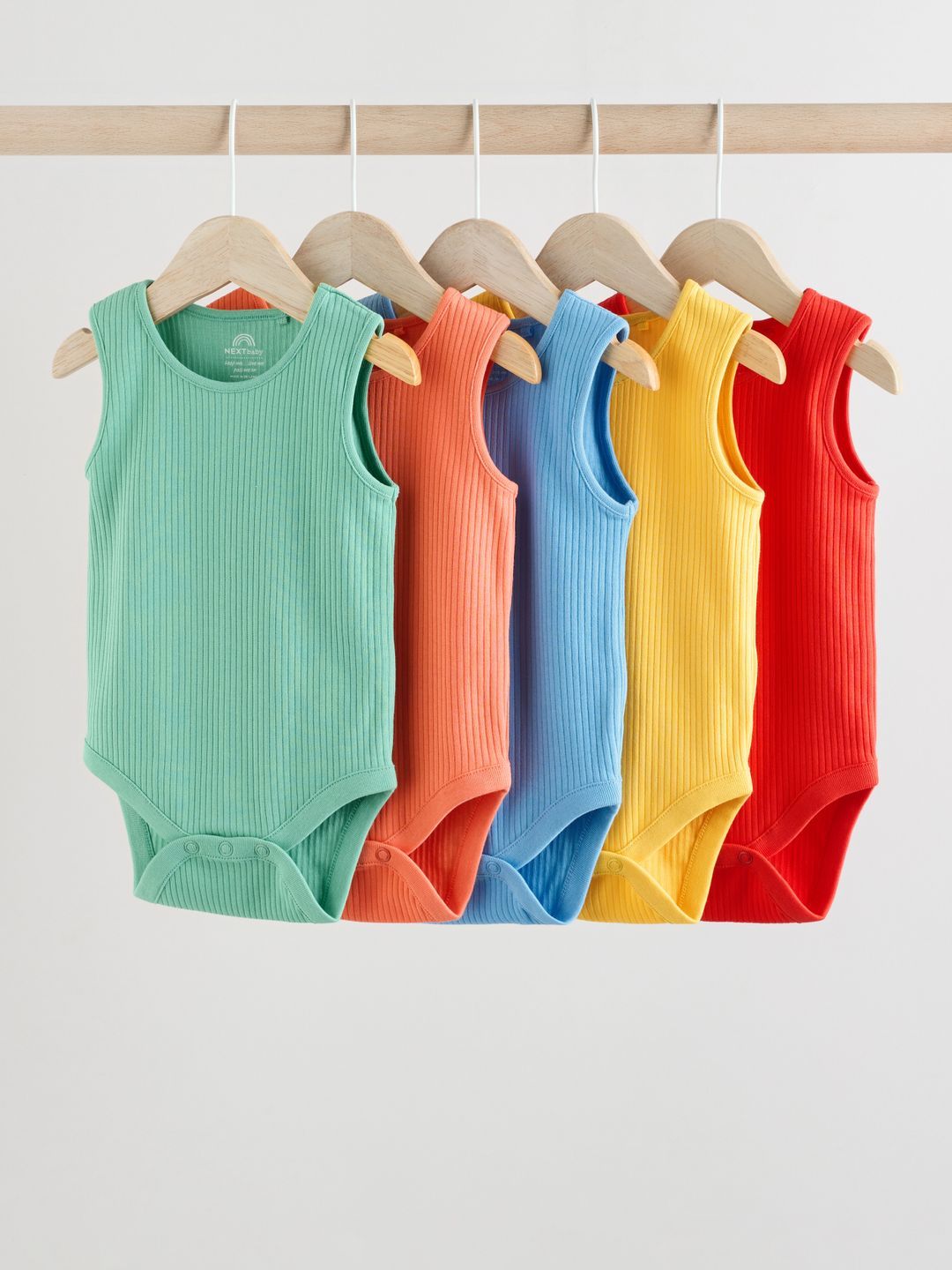 NEXT Infant Pack Of 5 Pure Cotton Ribbed Bodysuits