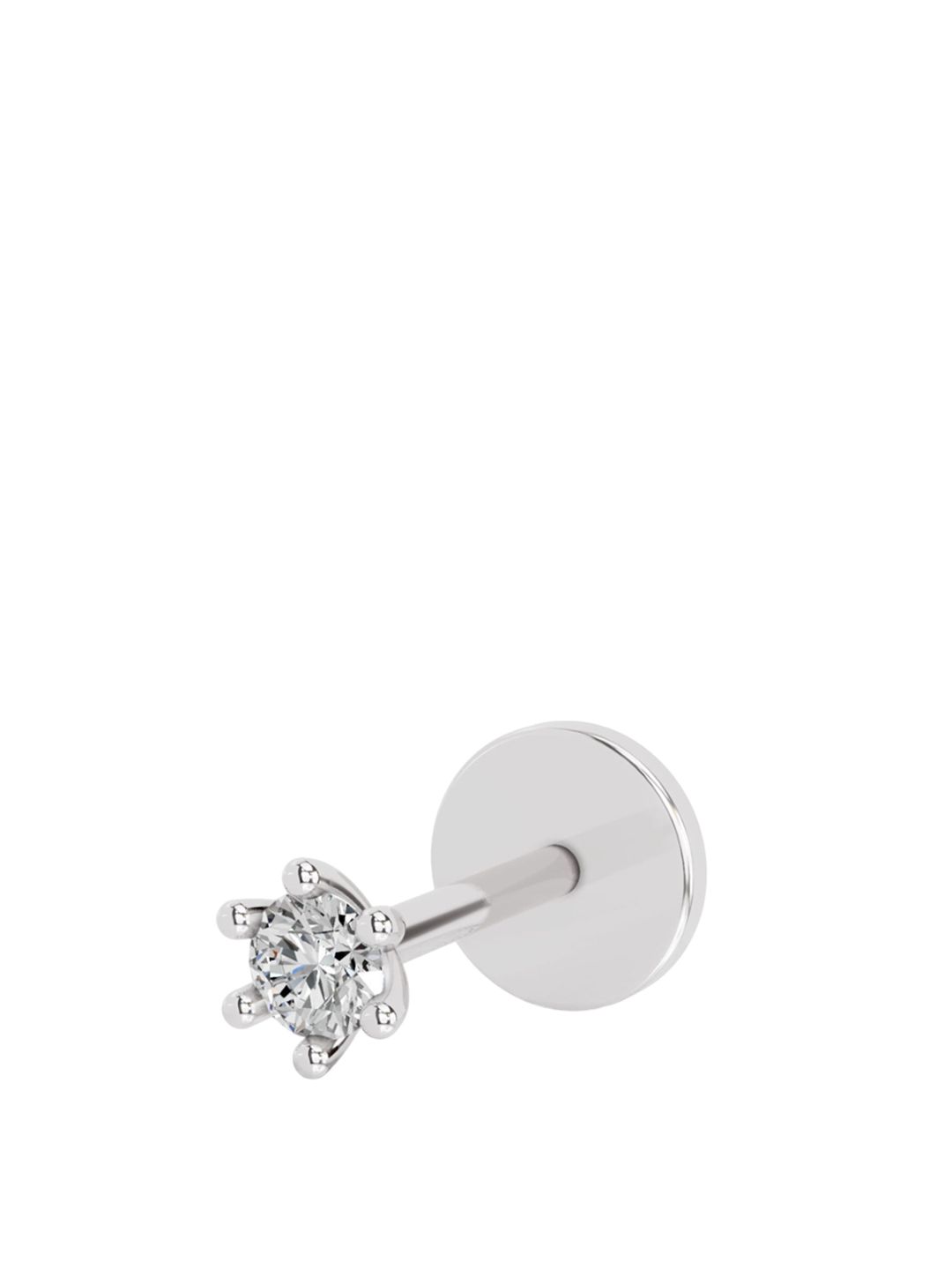 Sparkles Lab Grown Diamond 0.05 Ct Solitaire Round Shape Diamond Nose Pin 14K White Gold-picture-39