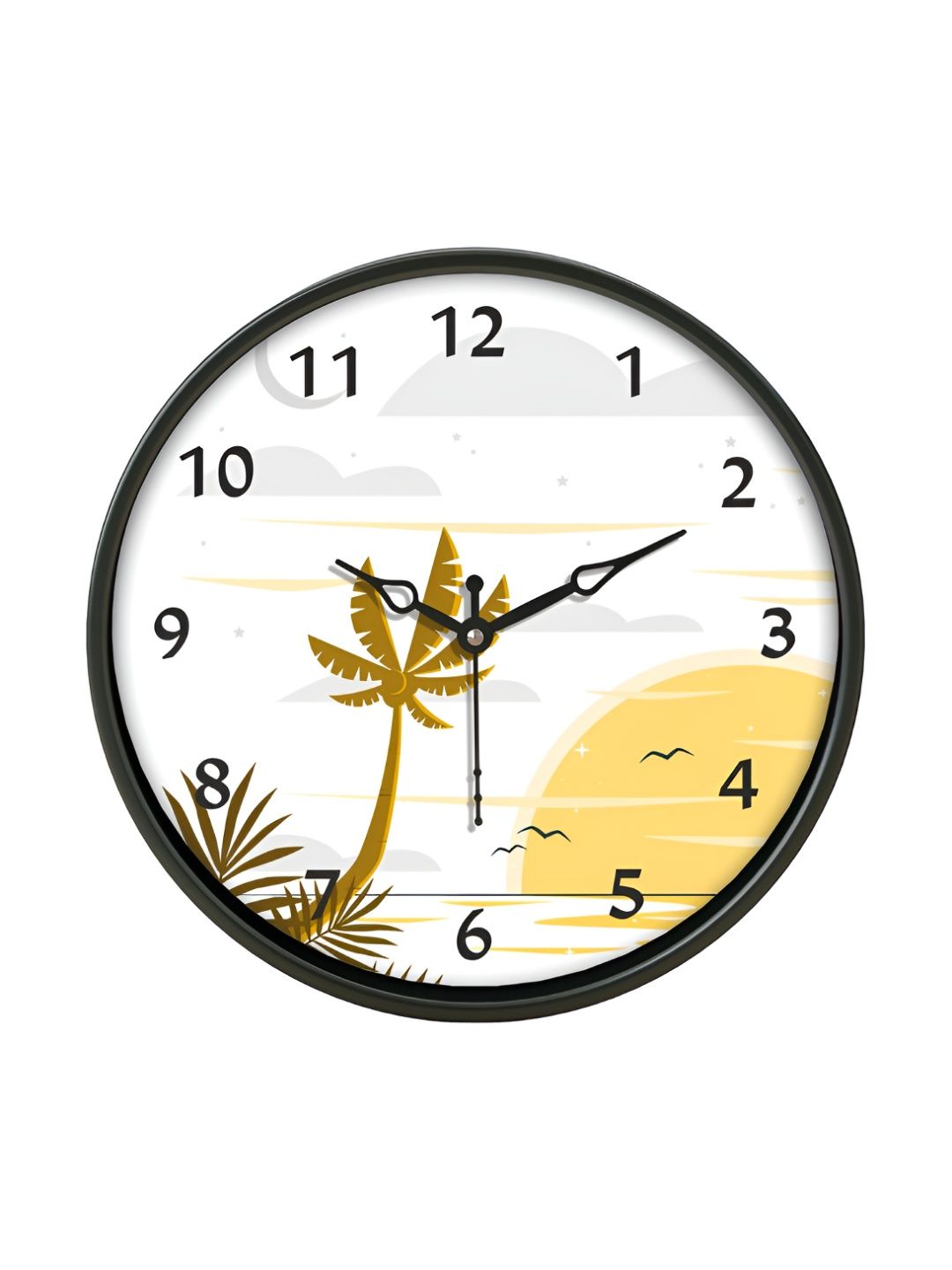 Aura White & Yellow Printed Traditional Wall Clock-image-6