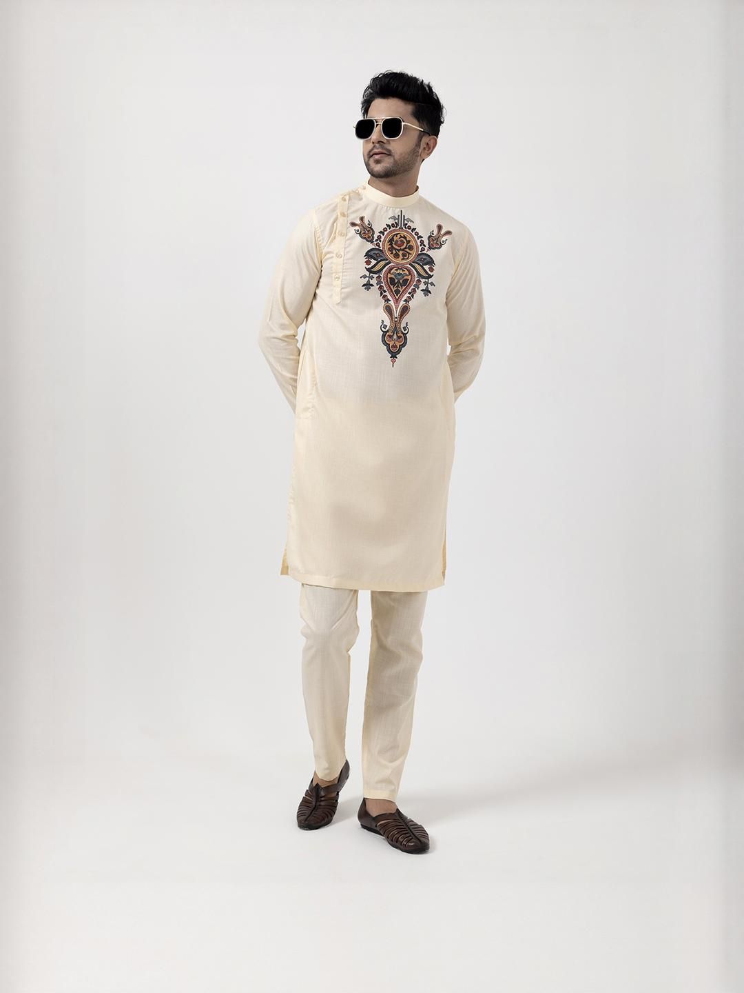 PulseIQ Men Beige Kurtas-picture-19