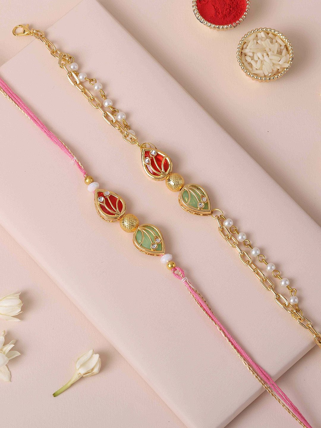 fnp Artificial Stones Studded and Beaded Elegant Bhaiya Bhabhi Rakhi-picture-31