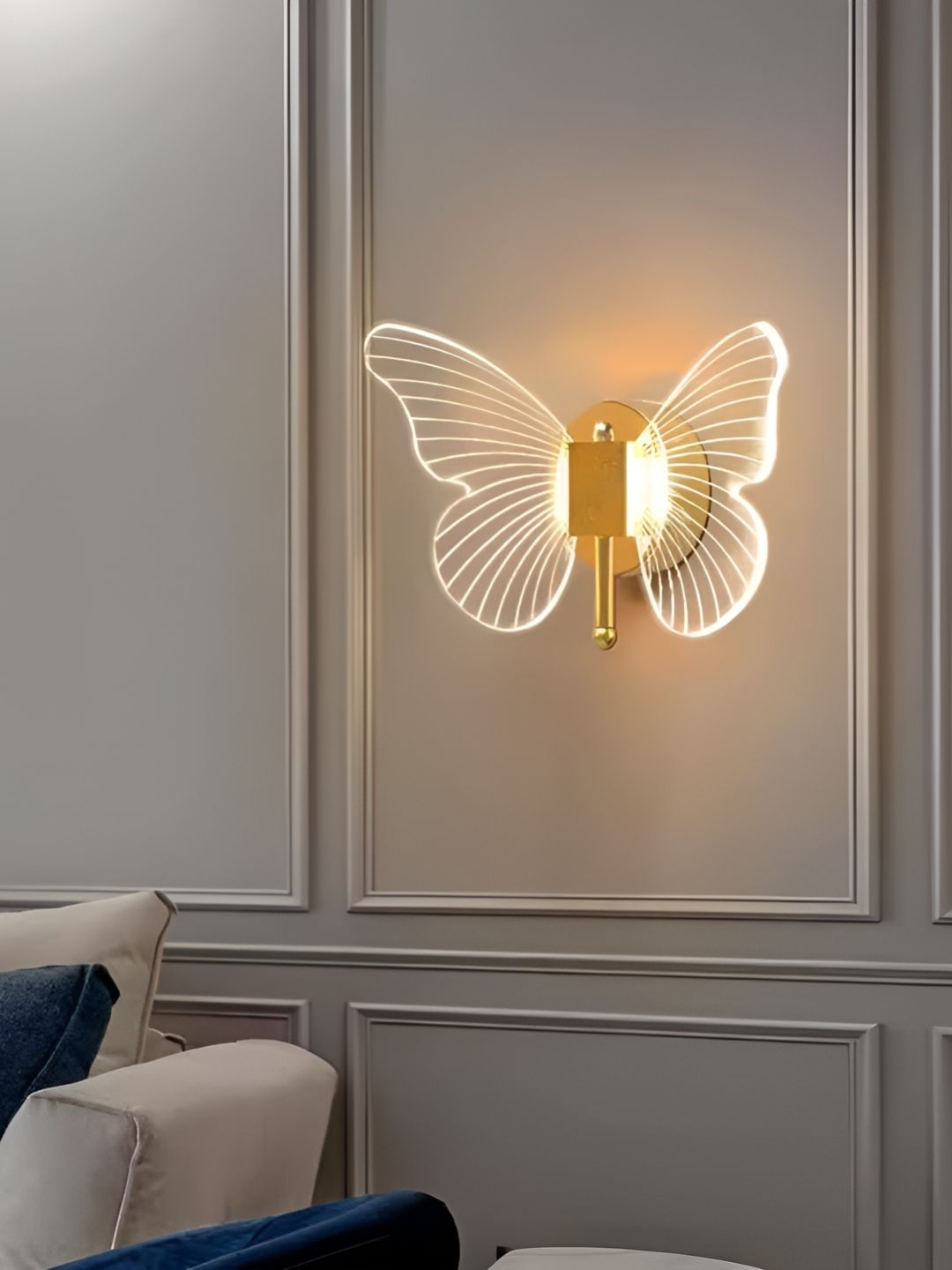 GAUVIK Gold-Toned Textured Acrylic Contemporary Led Butterfly Shaped Wall Lamp-image-19