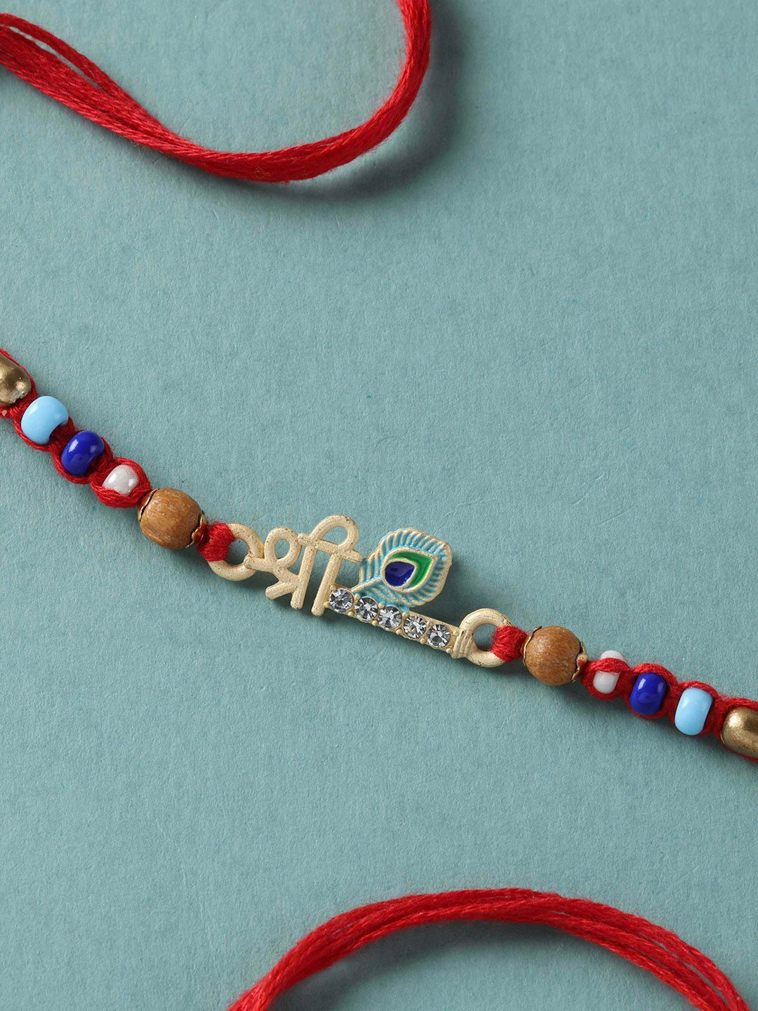 fnp Artificial Stones Studded & Beaded Divine Krishna Thread Rakhi-picture-29