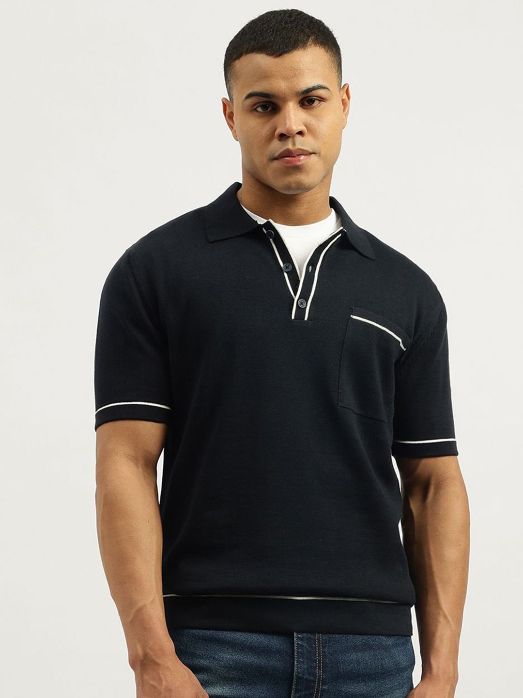 United Colors of Benetton Men Solid Polo Collar Cotton T-shirt-picture-40