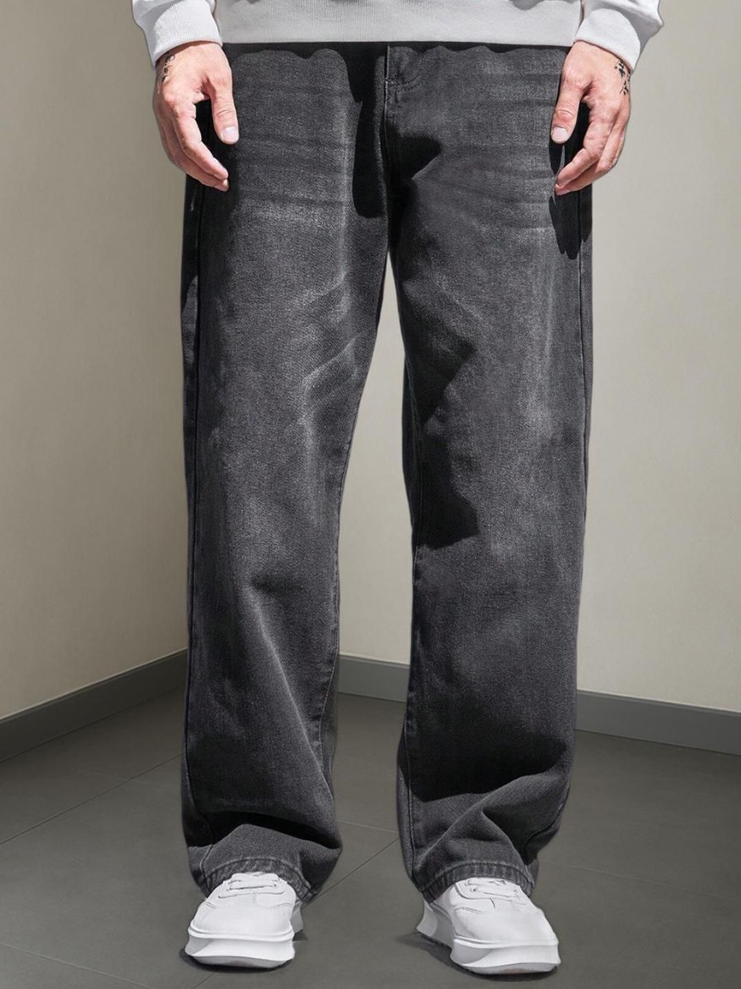 FUDE PRIDE Men Mid-Rise Light Fade Baggy Stretchable Jeans-image-49