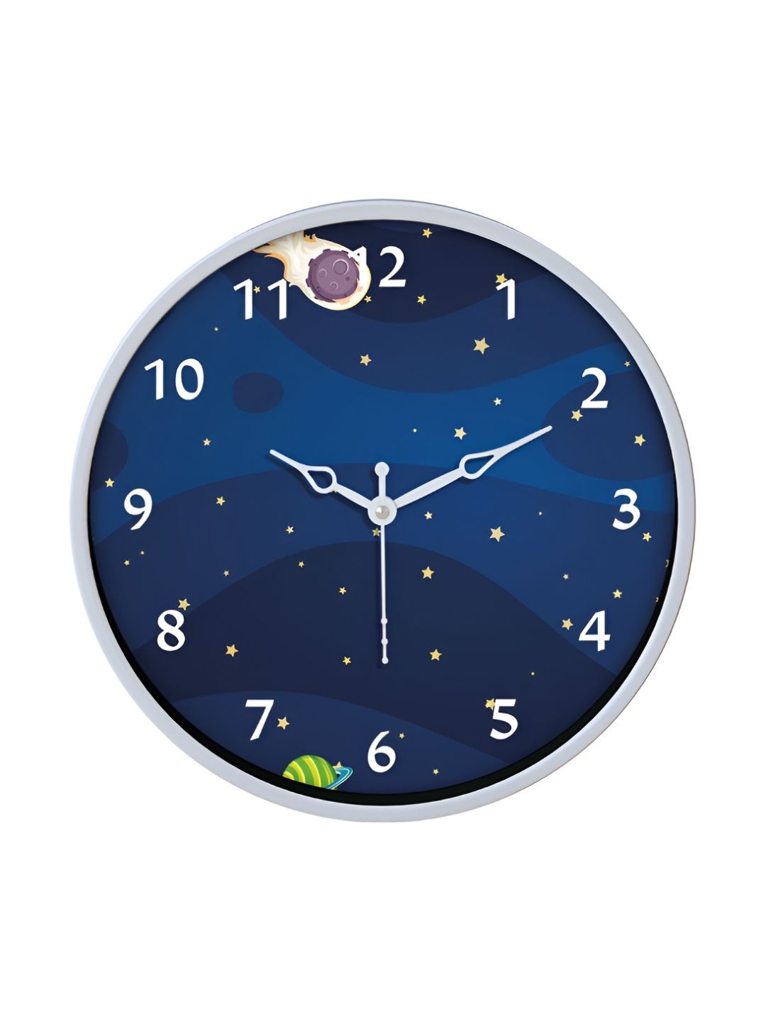 Aura Navy Blue & White Printed Traditional Wall Clock-image-36