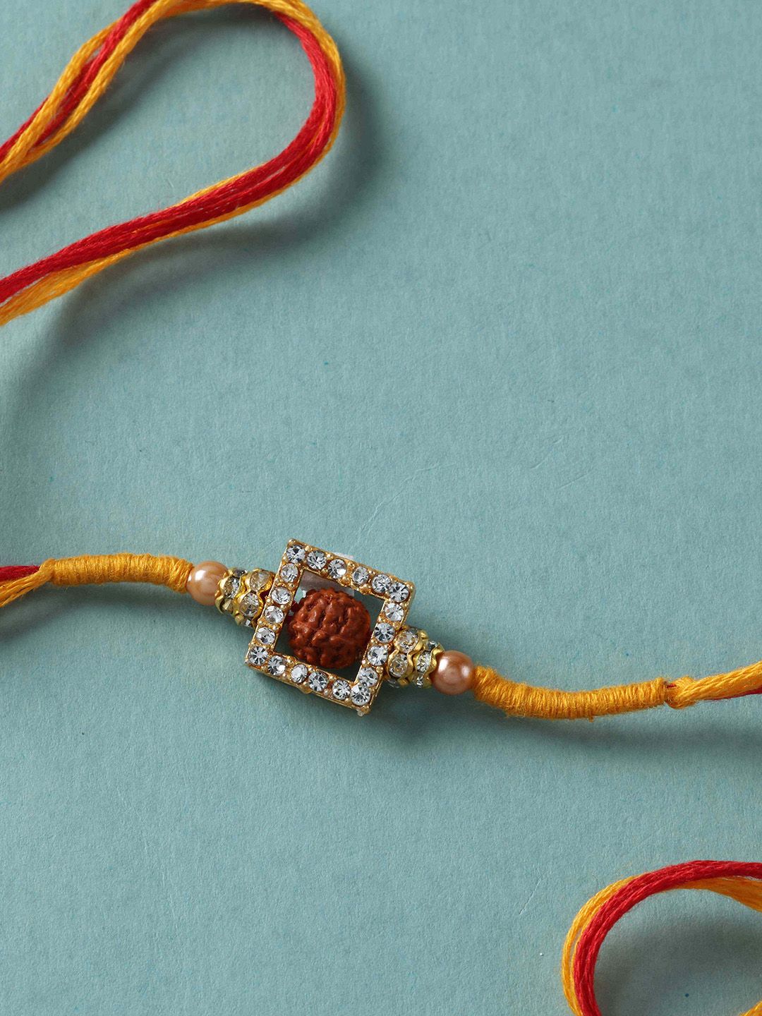 fnp Artificial Stones Studded & Rudraksh Beaded Thread Rakhi-picture-32