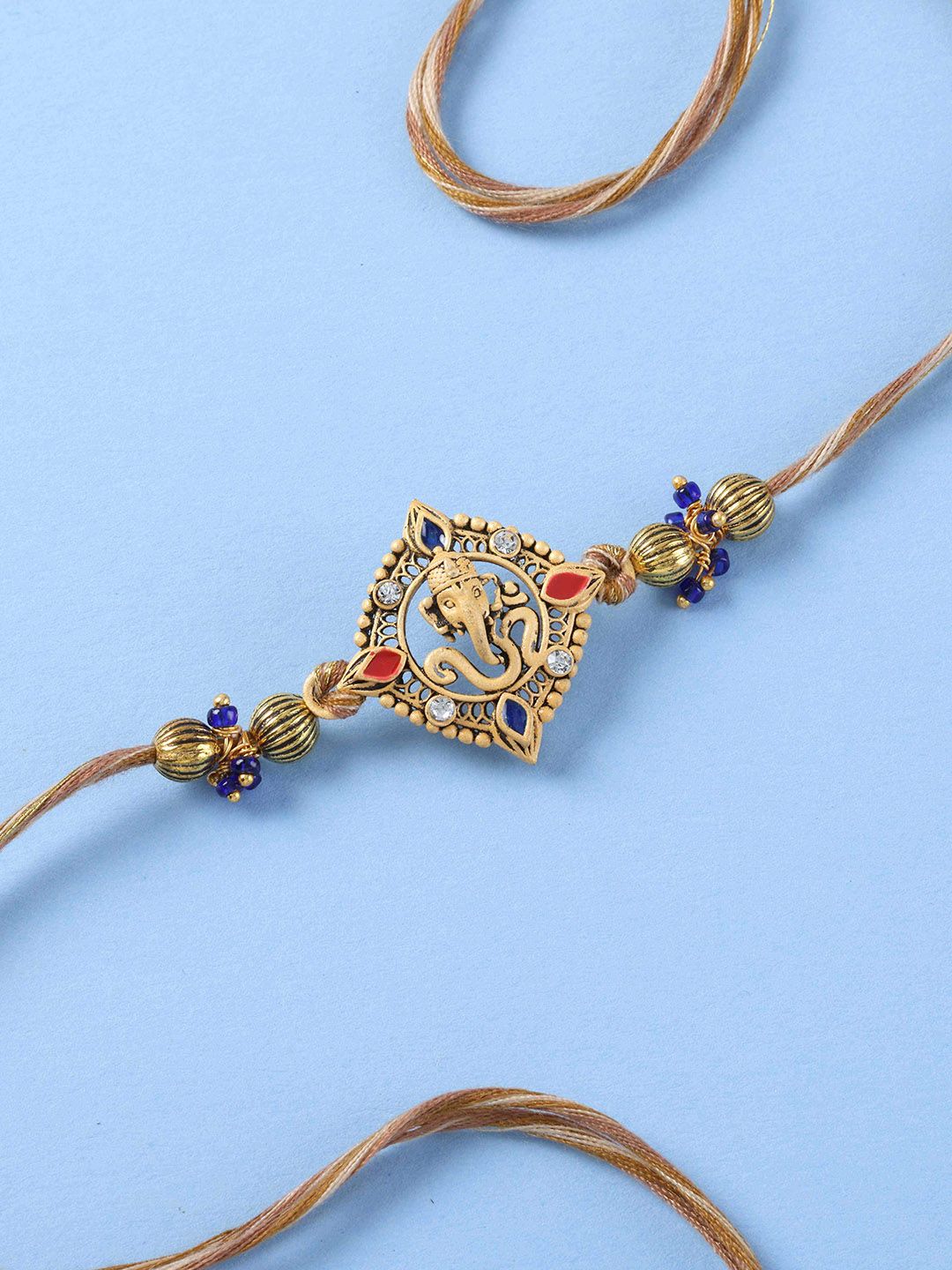 fnp Artificial Stones Studded And Beaded Ganesha Blessings Thread Rakhi-picture-22