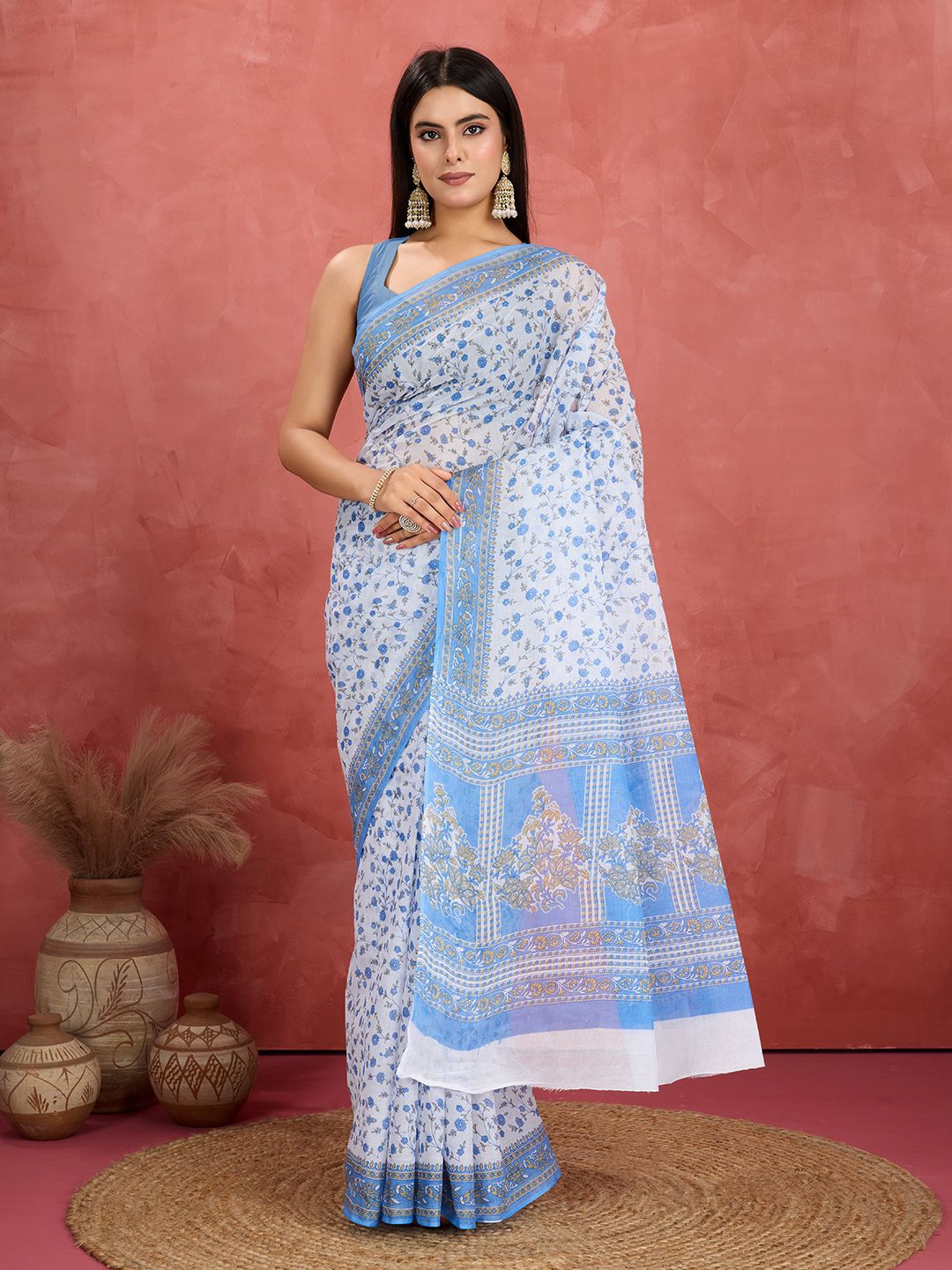 SHANVIKA Ethnic Motifs Print Pure Cotton Saree-picture-21