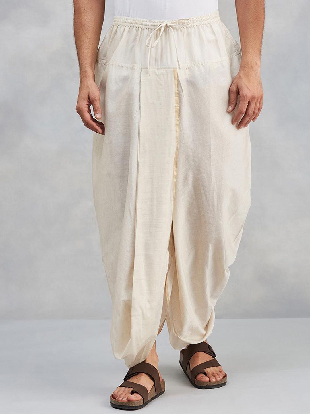 Fabindia Natural Cotton Silk Blend Striped Dhoti-picture-23