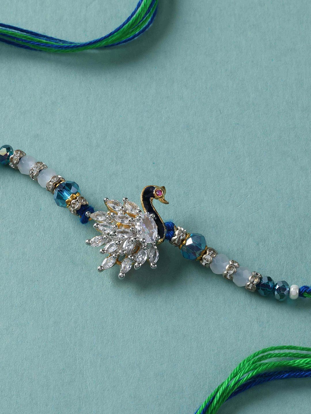 fnp Artificial Stones Studded And Beaded Peacock Thread Rakhi-picture-36