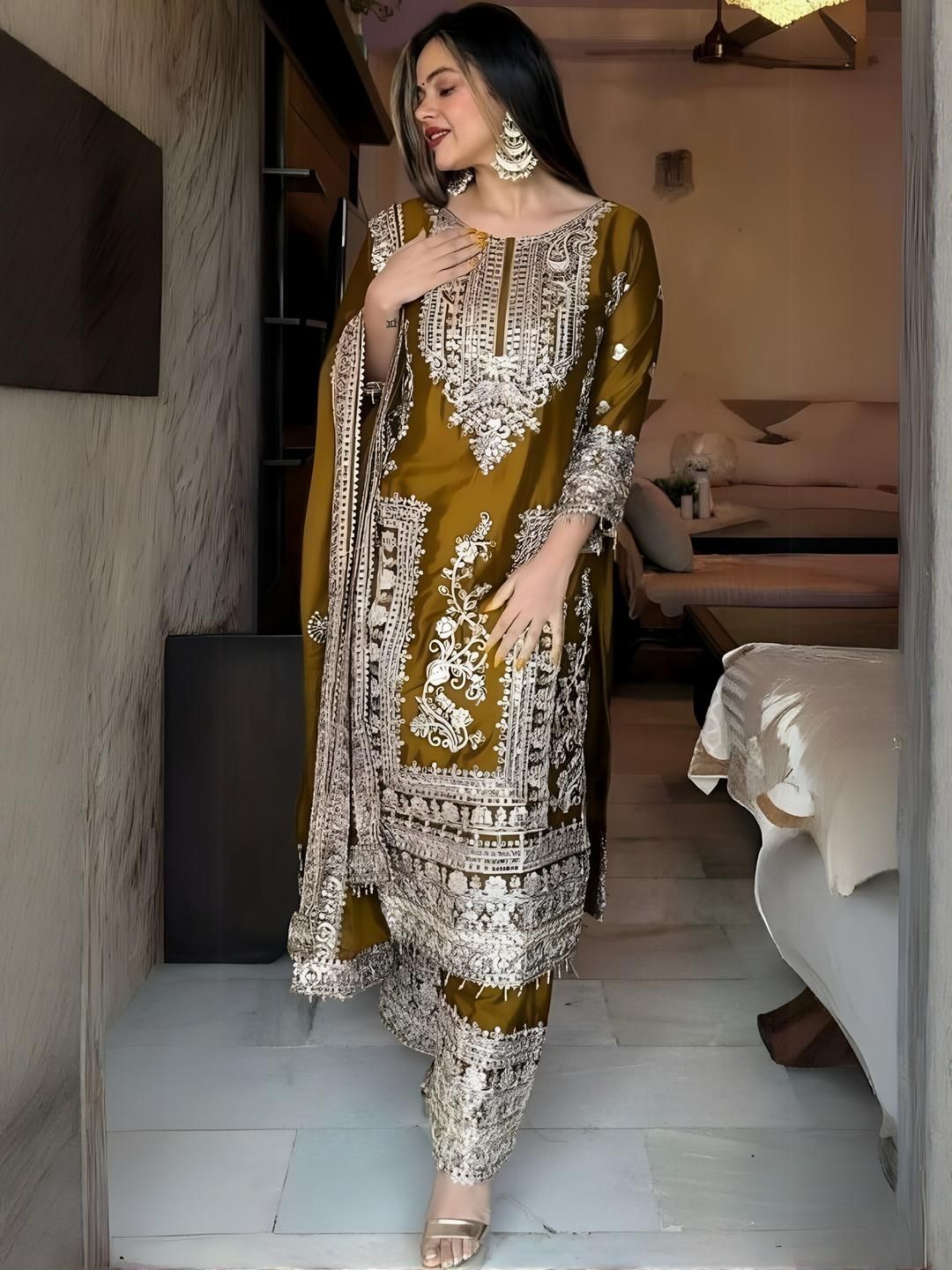 SUPPAR SLEAVE Mustard Cotton Blend Kurta Sets