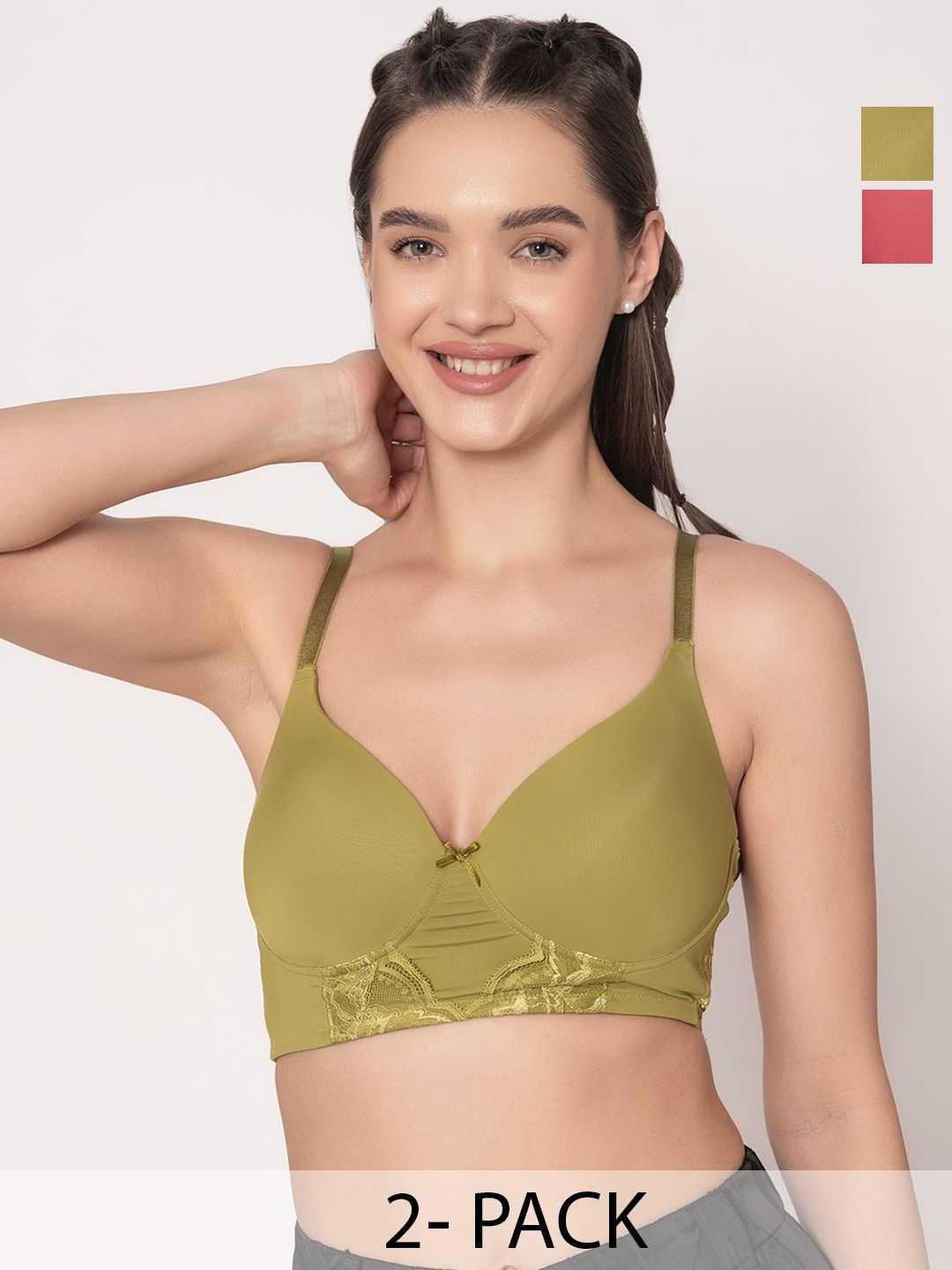 Chelvet Pack Of 2 Medium Coverage Lightly Padded Bra