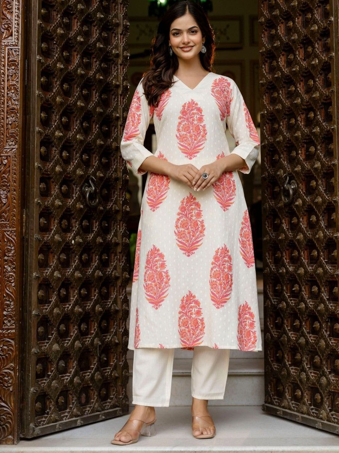 Anouk Ethnic Motifs Printed Regular Pure Cotton Kurta with Palazzos-picture-33