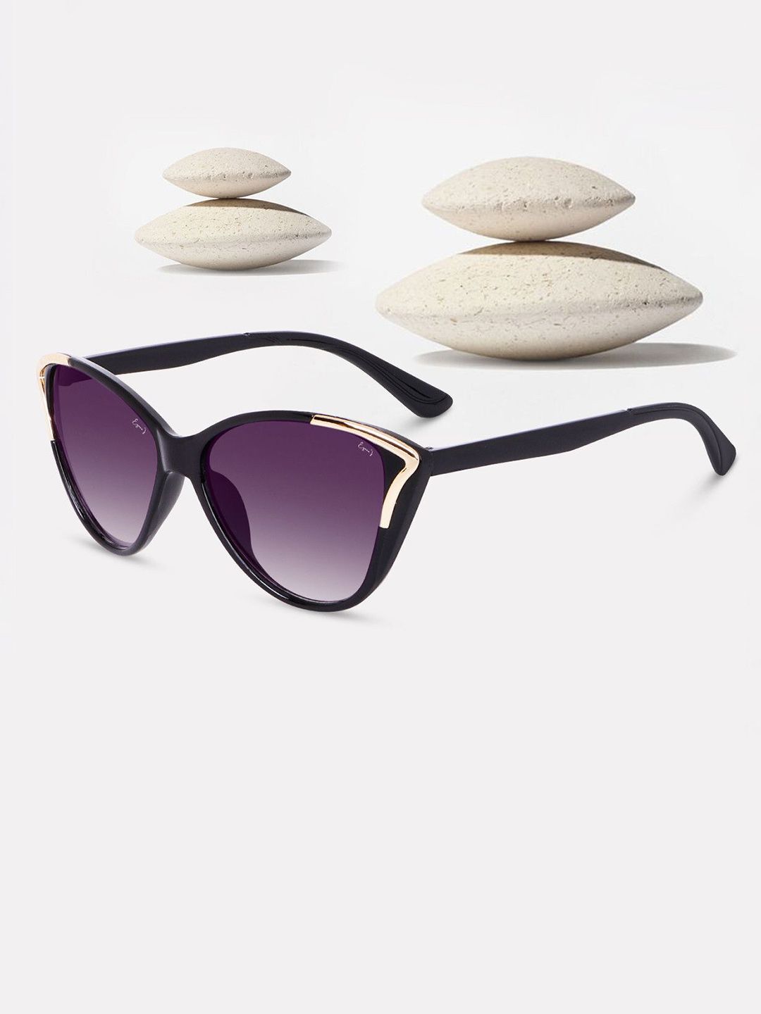 LEGEND EYEWEAR Unisex Black Lens & Black Cateye Sunglasses with-image-18
