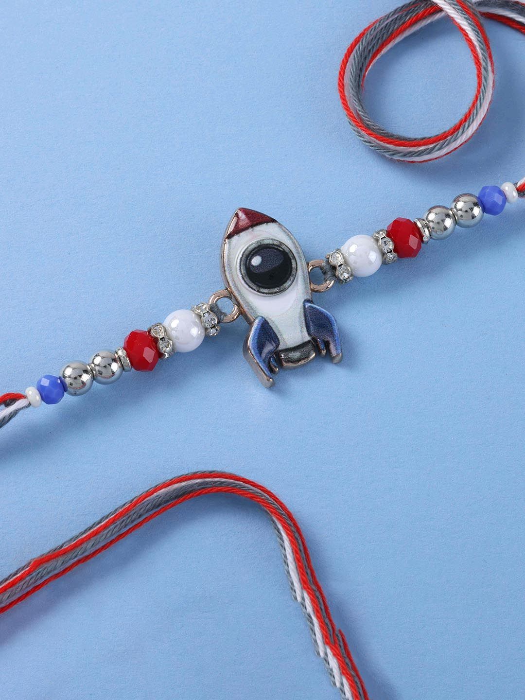 fnp Kids Artificial Stones Studded & Beaded Space Rocket Thread Rakhi-picture-21
