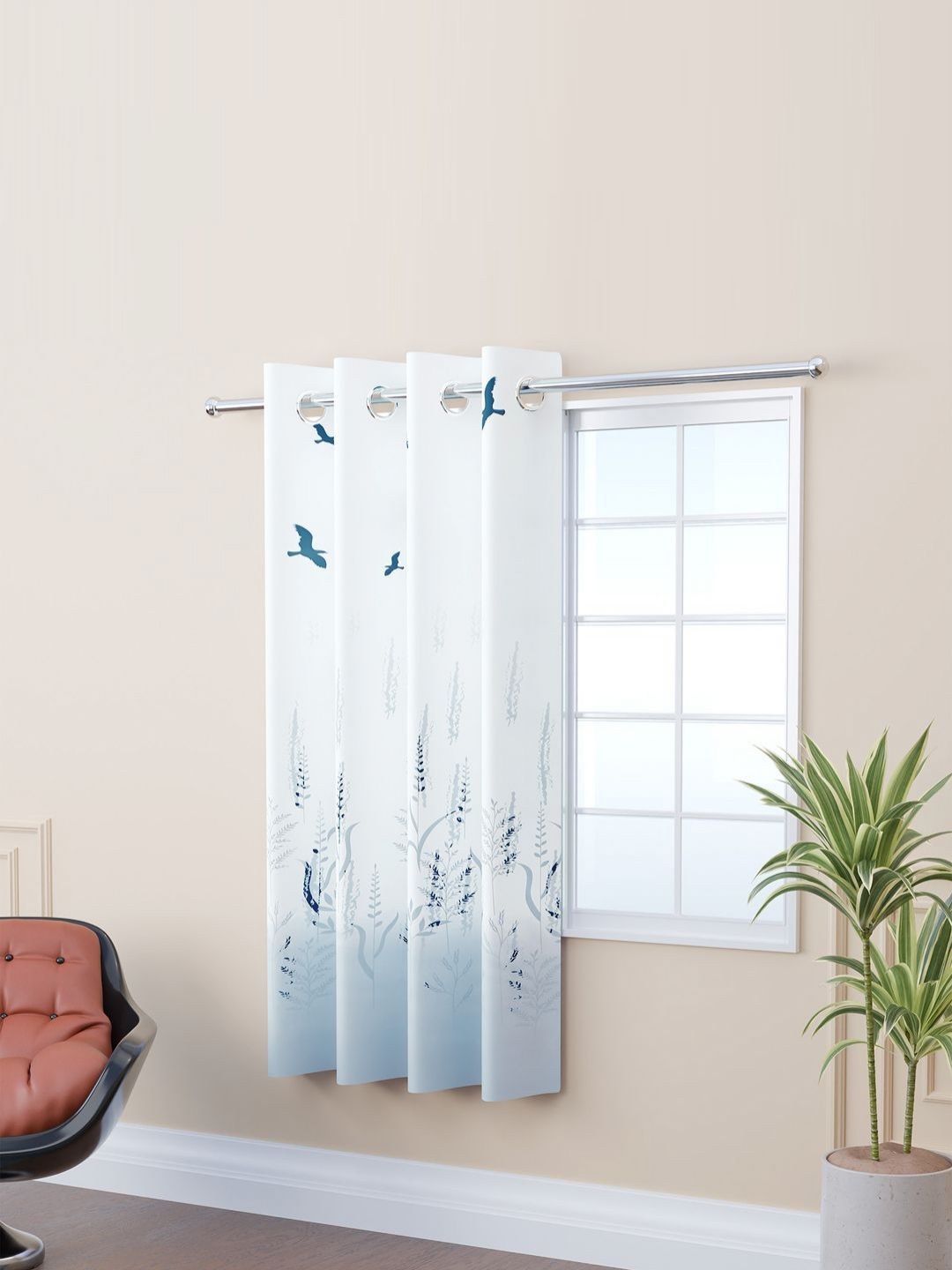 RUBOXA White & Blue Window Curtain-picture-15