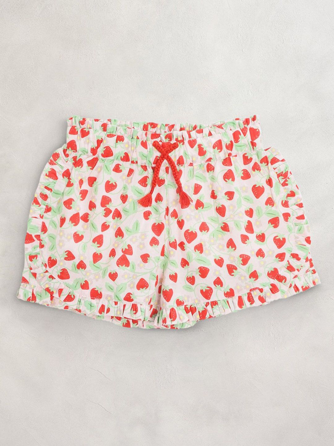 Cherry Crumble Girls Strawberry Print Pure Cotton Shorts-picture-11