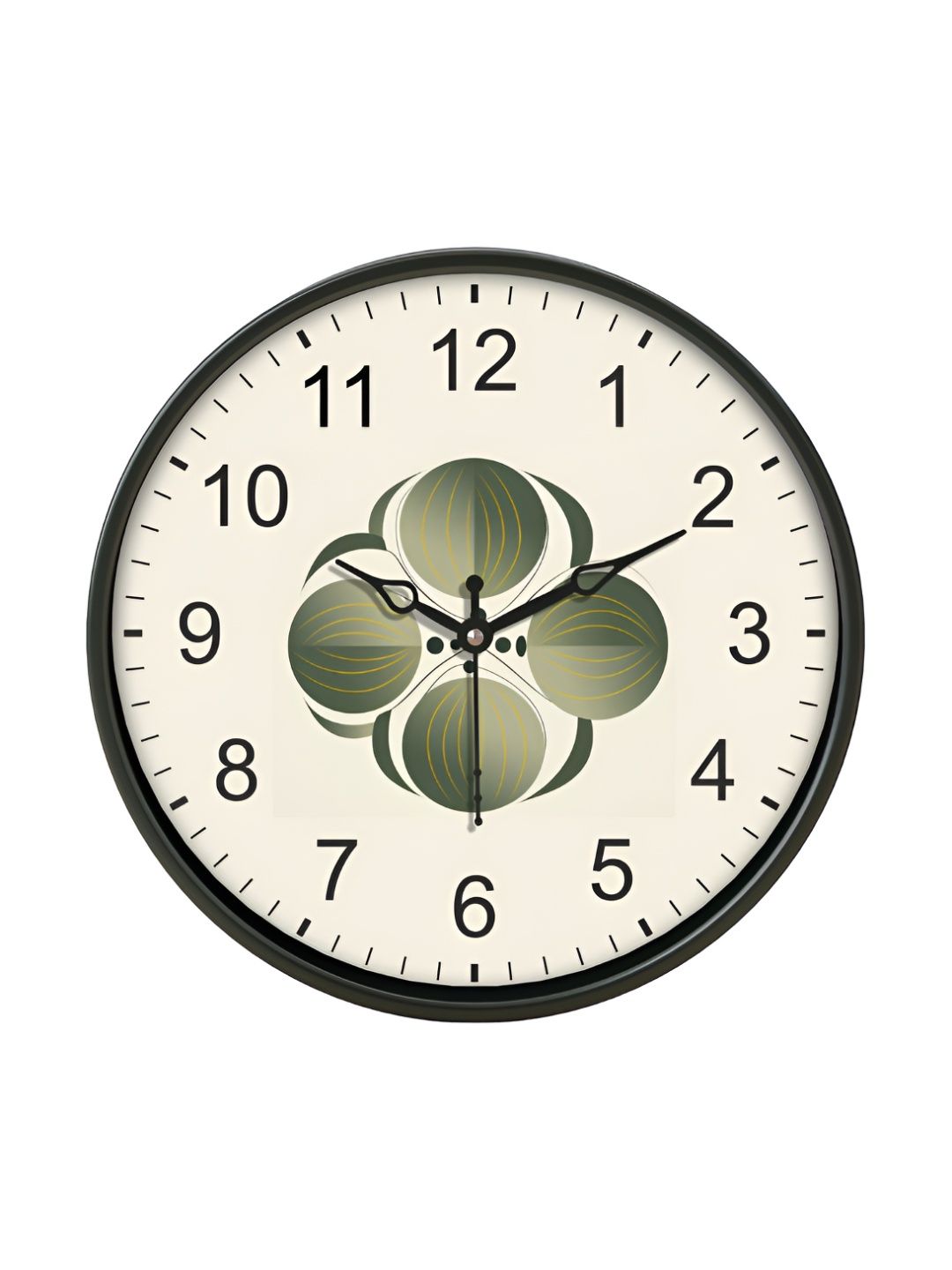 Aura White & Green Printed Contemporary Round Shaped Wall Clock-image-46