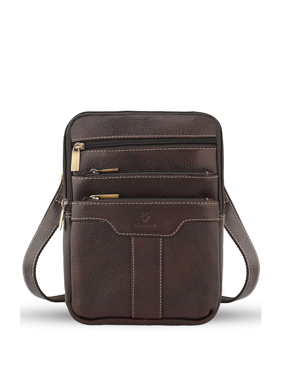 Goatter Unisex Textured Crossbody Zip Detail Leather Sling Bag-picture-49