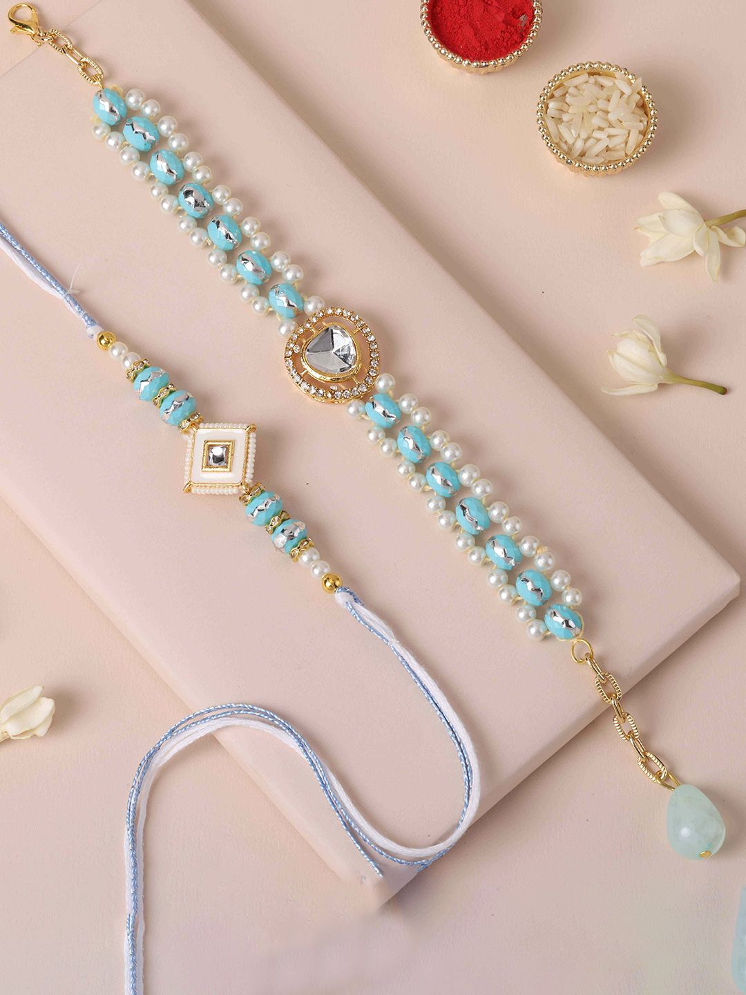 fnp Artificial Stones & Beaded Bhaiya Bhabhi Rakhi With Roli Chawal-picture-16