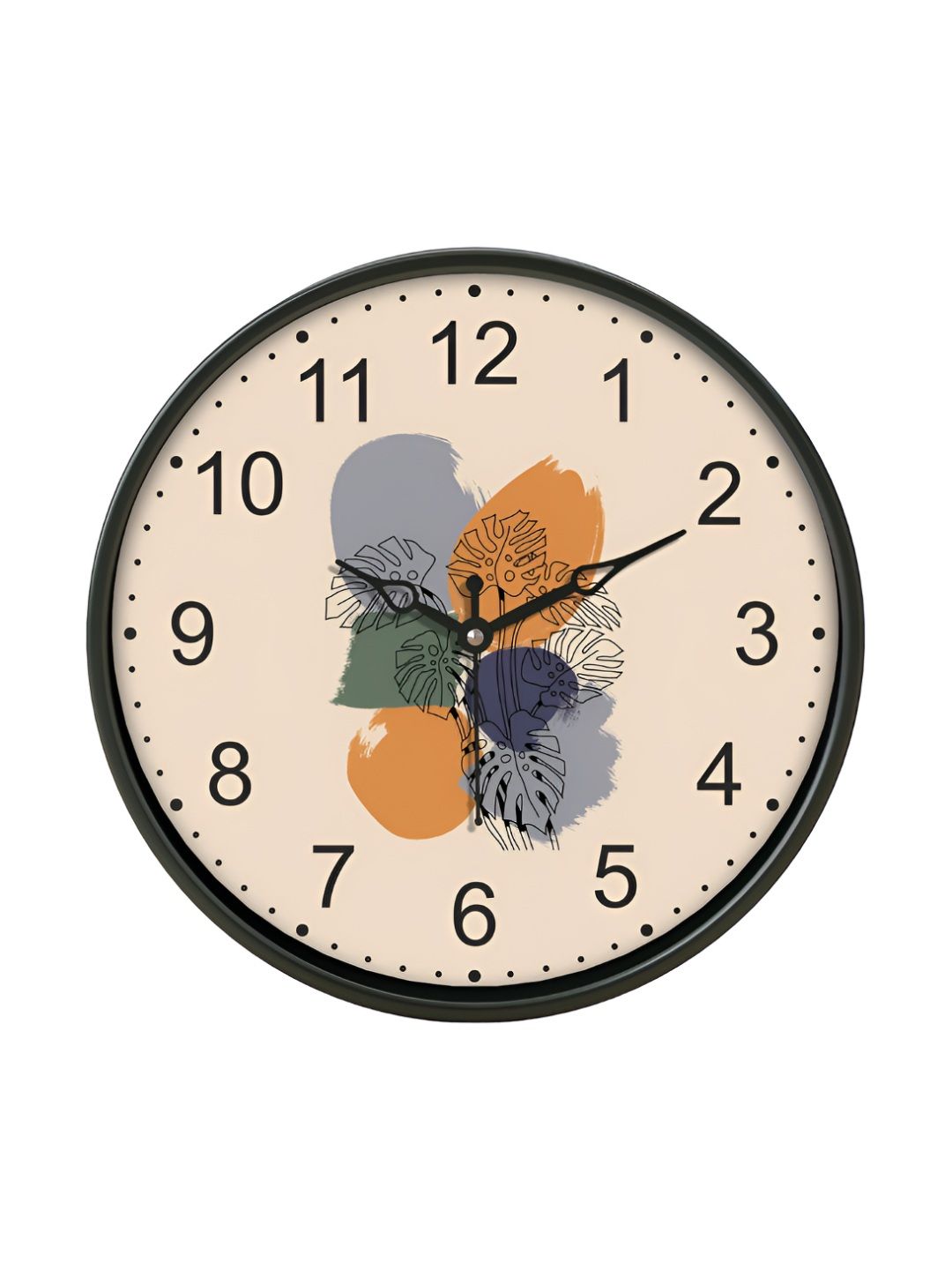 Aura Beige & Black Printed Contemporary Round Shaped Wall Clock-image-37