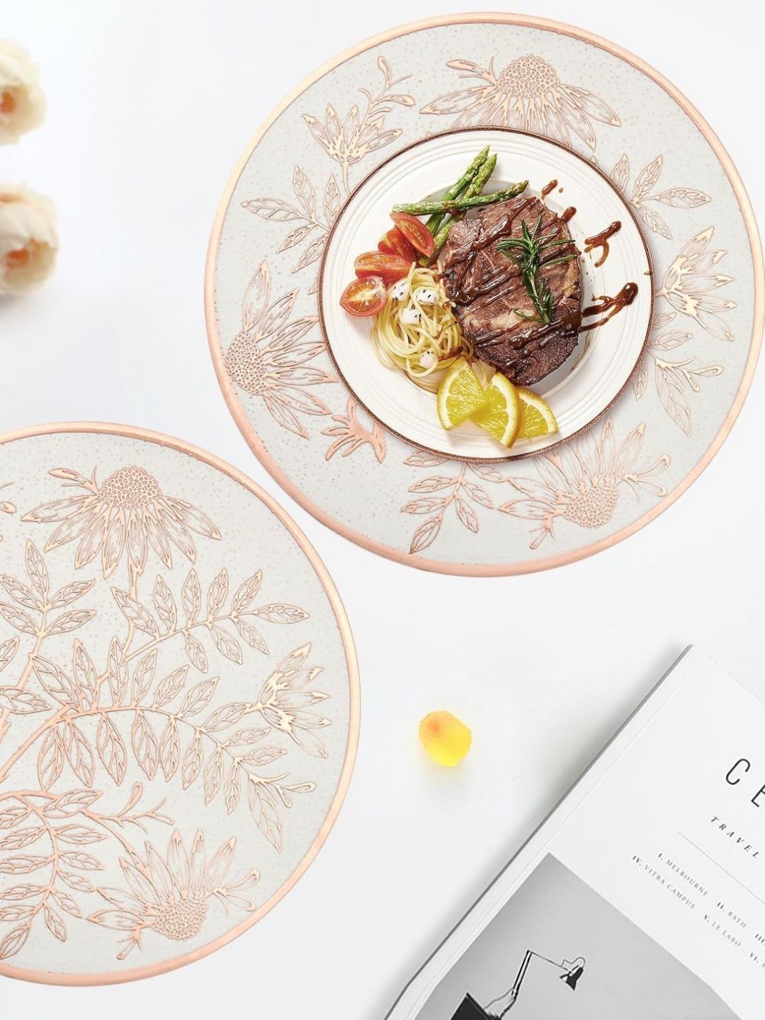 Dakshya Industries 2-Pcs White Printed Round Table Placemats-picture-19