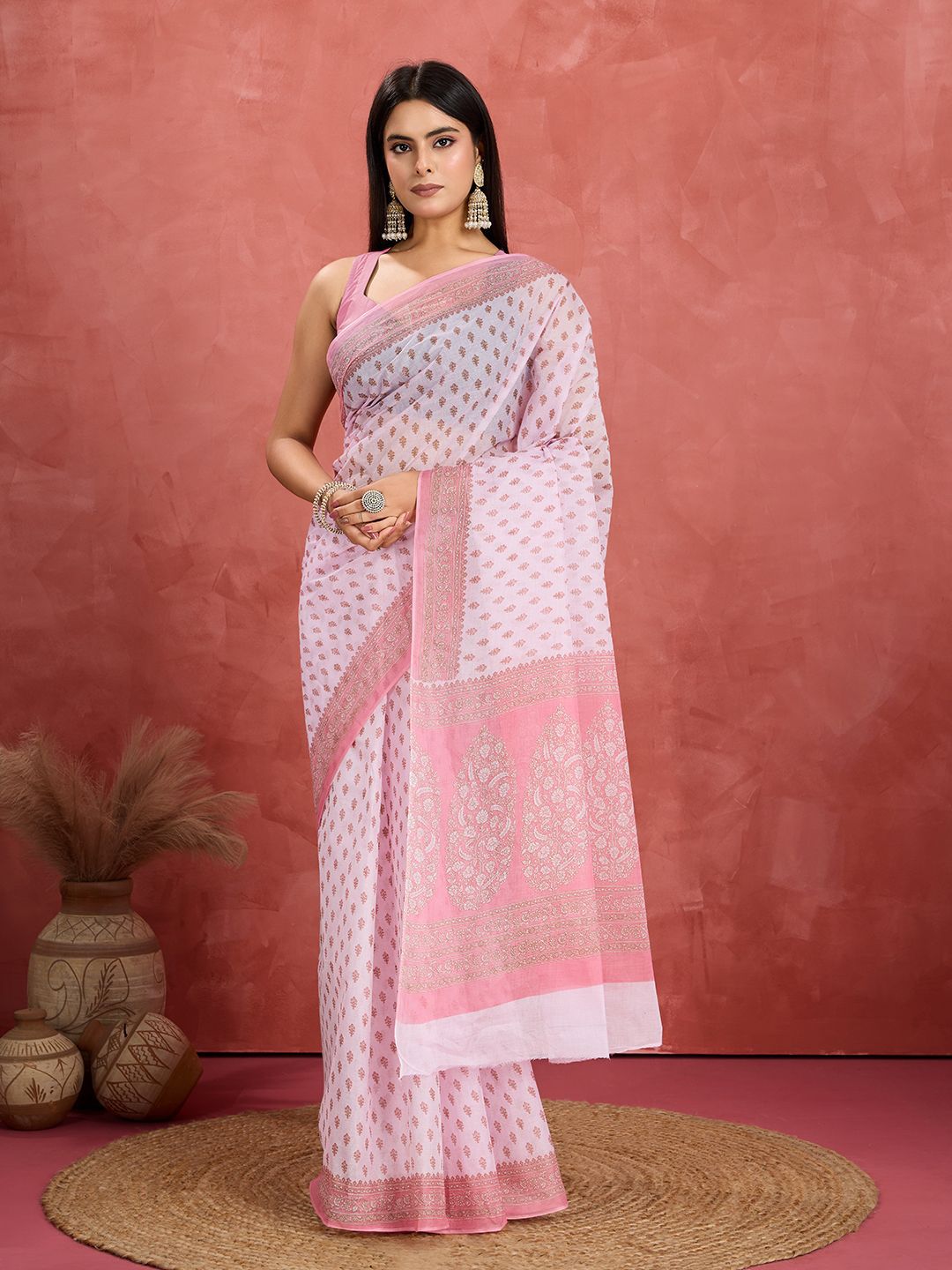 SHANVIKA Ethnic Motifs Printed Pure Cotton Saree-picture-16