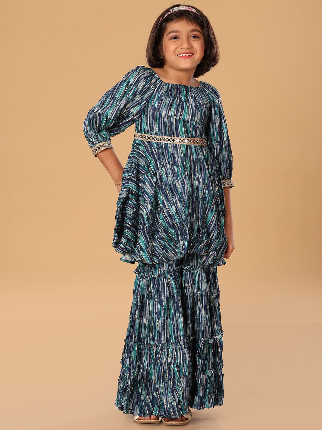The Mini Trunk Girls Abstract Printed Kurta with Sharara-picture-34