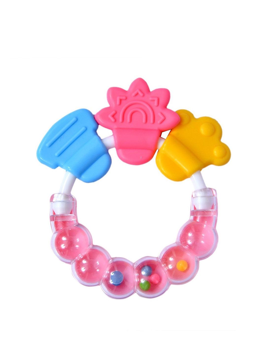 Kritiu Baby Rattle Silicone Teether - Pink-image-1