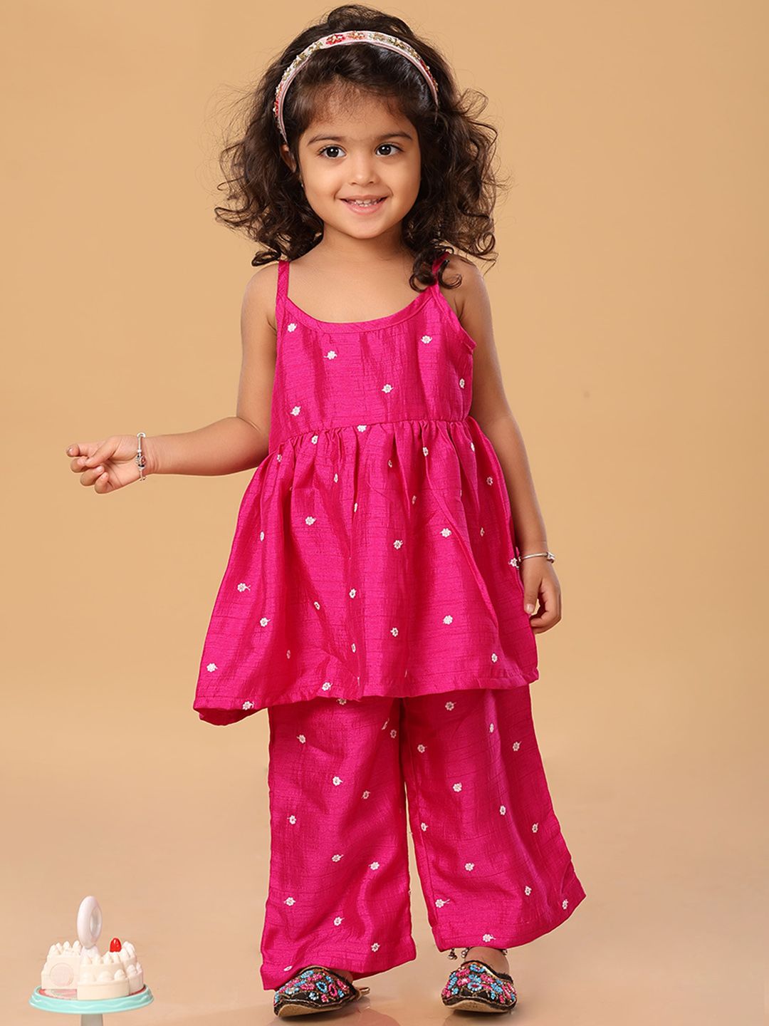 The Mini Trunk Girls Floral Embroidered Kurta with Palazzo-picture-14