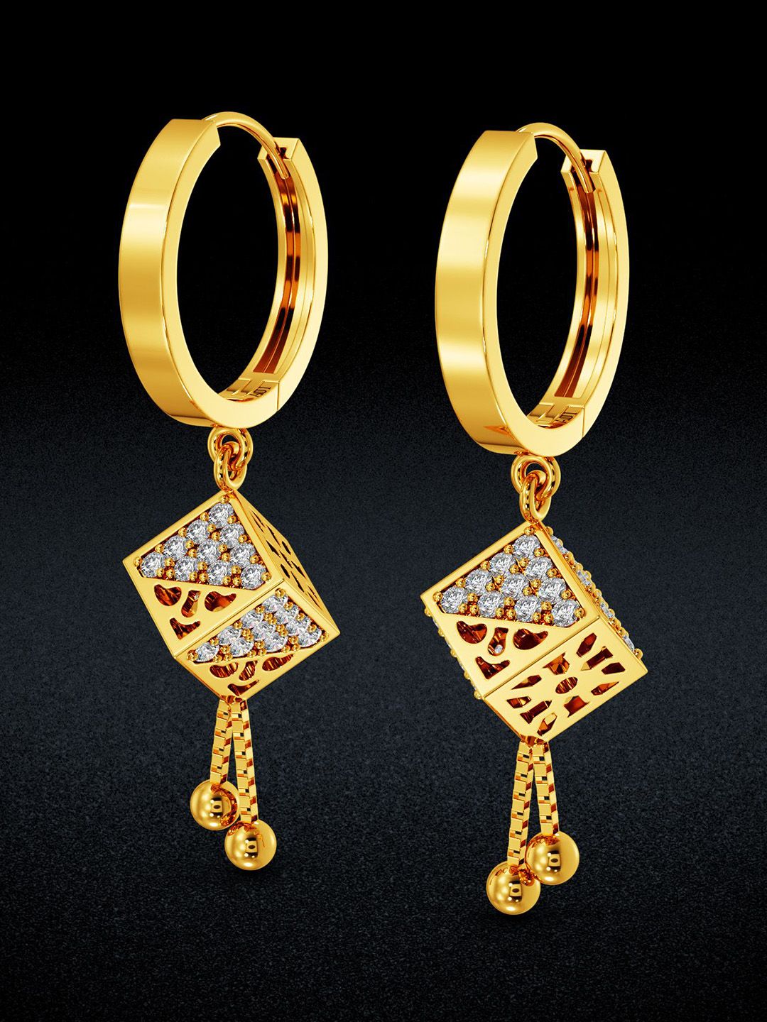 Joyalukkas 22KT Yellow Gold Diamond Earrings-picture-19