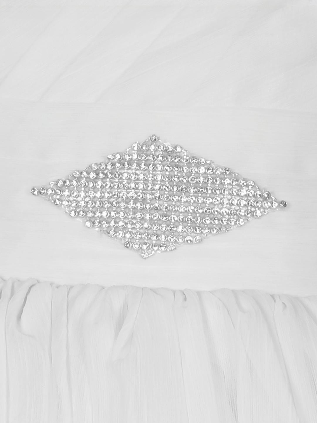 Shahina Fashion Girls V-Neck Embellished Detail Satin Fit and Flare Dresses-picture-16