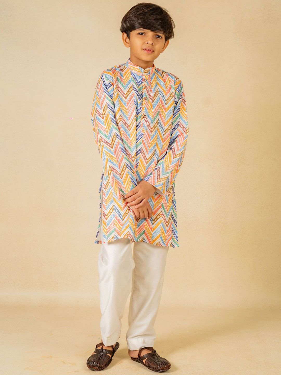 Jilmil Boys Chevron Printed Kurta with Pyjama-picture-22