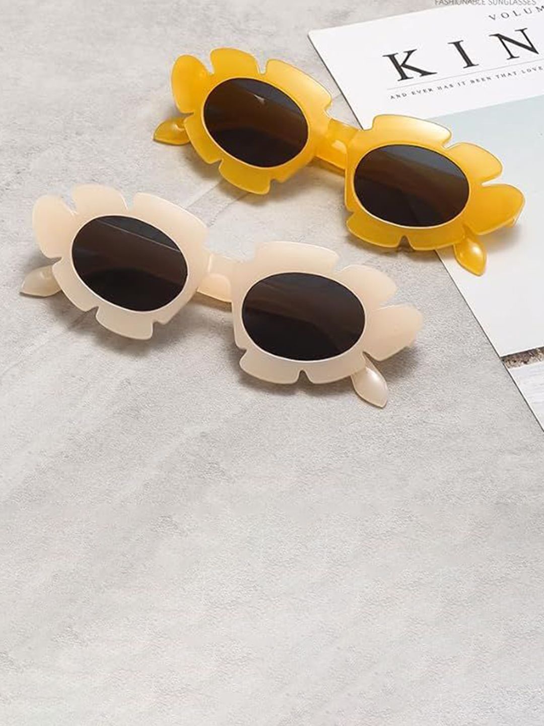 AUGEN Unisex Black Lens & Yellow Oval Sunglasses with-picture-20