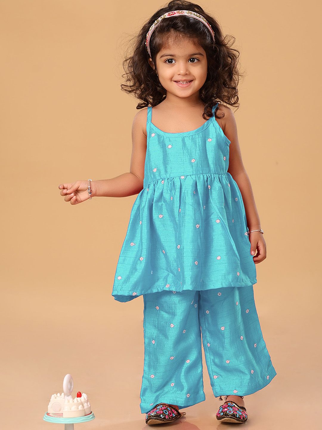The Mini Trunk Girls Floral Embroidered Kurta with Palazzo-picture-20