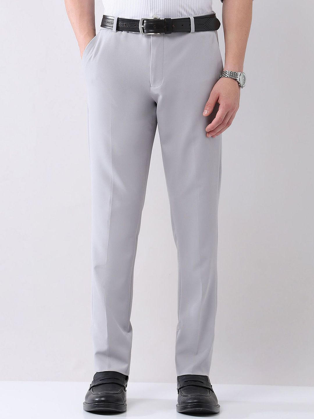 AD By Arvind Men Slim Fit Formal Trousers-picture-17