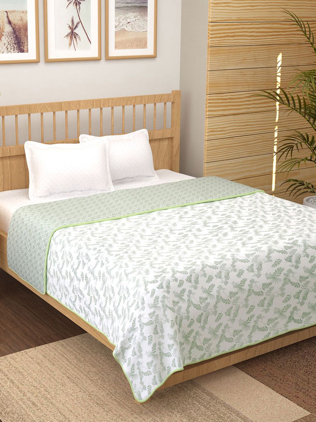 Story@home White & Green Ethnic Motifs Printed Cotton AC Room 150 GSM Double Bed Dohar-picture-41