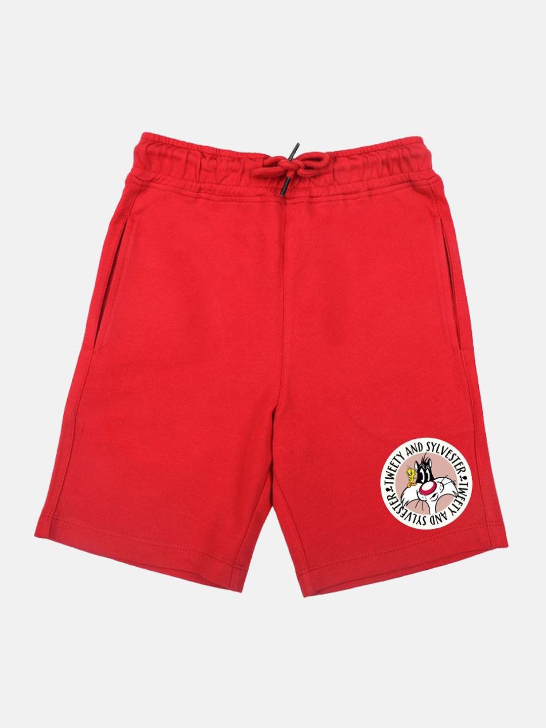 YK Warner Bros Boys Red Loonie Tune Character Printed Regular Fit Mid-Rise Shorts-picture-21