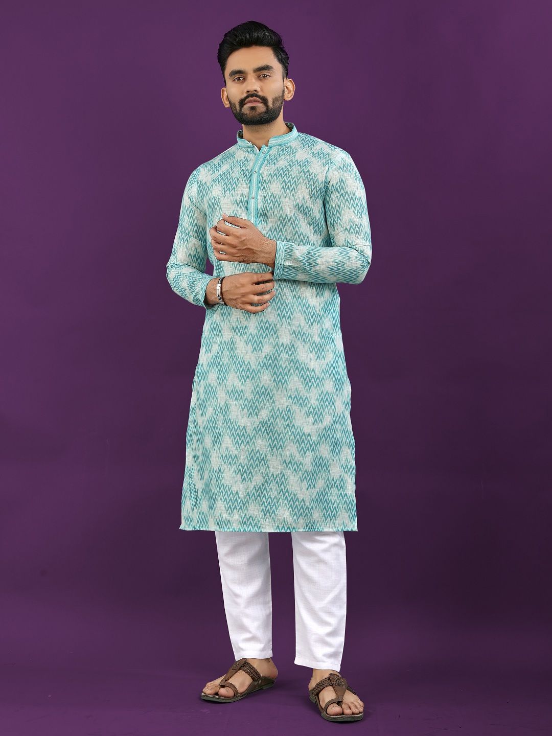 WELL TEX Men Geometric Printed Mandarin Collar Kurta-picture-46