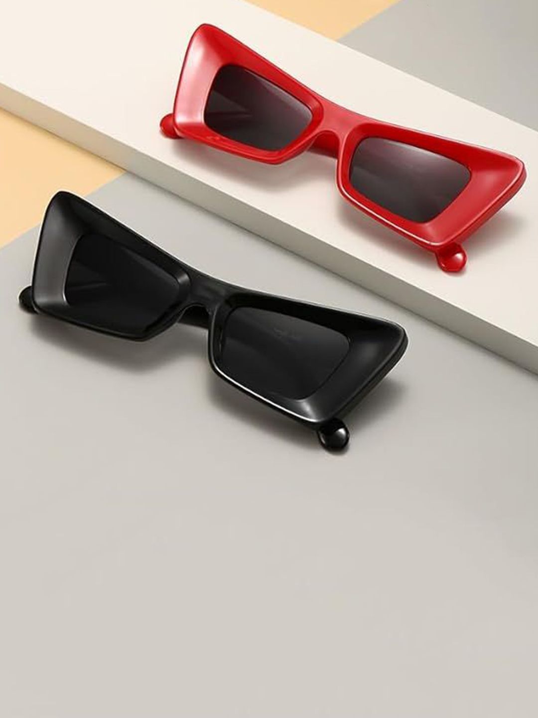 AUGEN Unisex Black Lens & Red Rectangle Sunglasses with-picture-19
