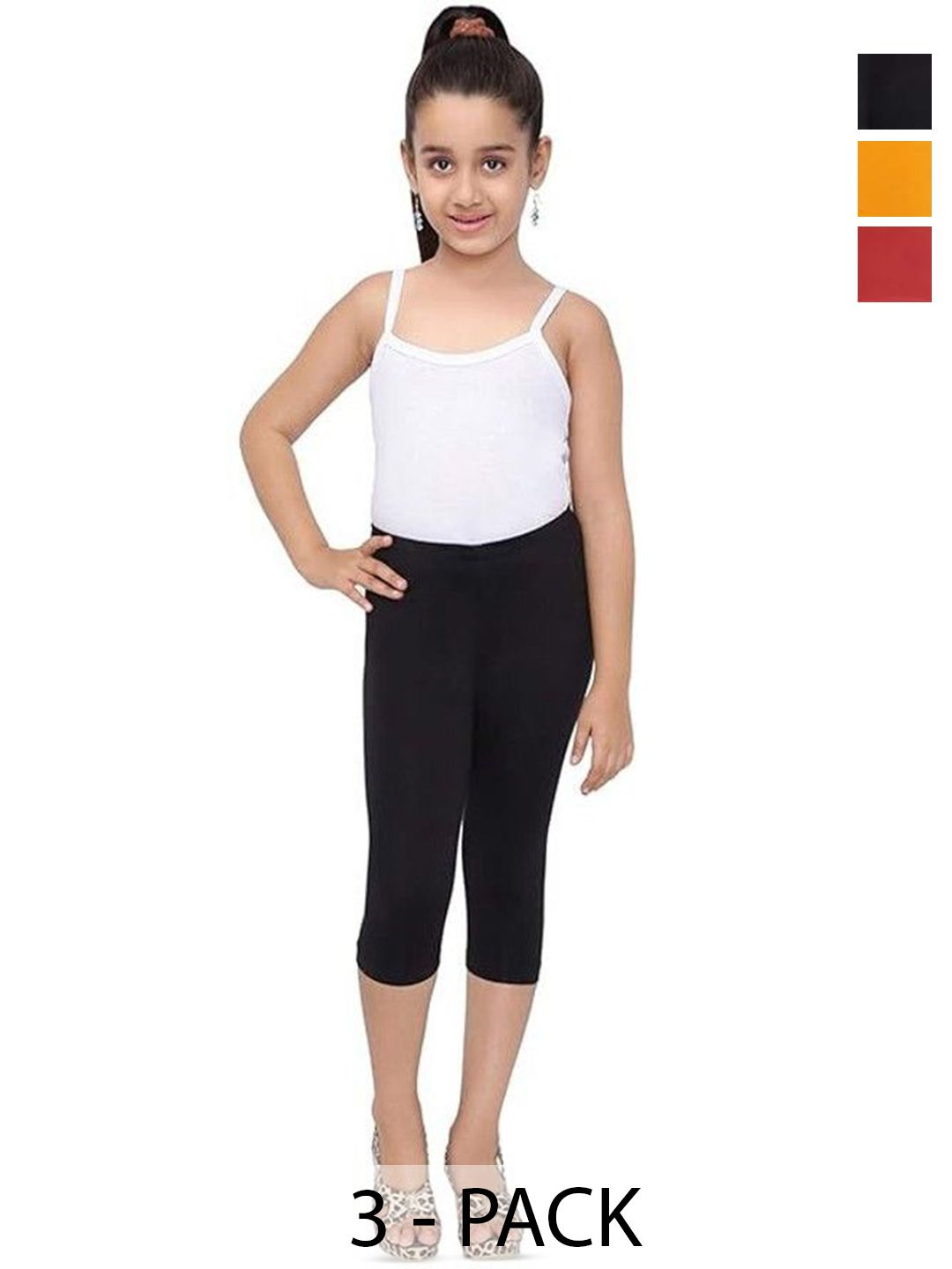 FRENCH KLEIDER Girls Pack of 3 Mid-Rise Capris-picture-37