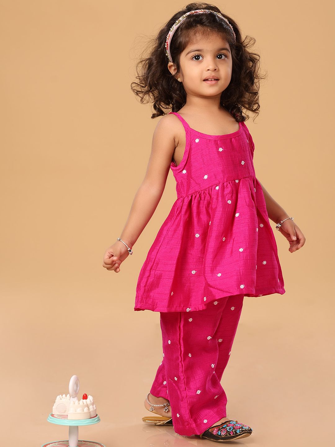 The Mini Trunk Girls Floral Printed Shoulder Straps A-Line Kurta With Palazzos-picture-52