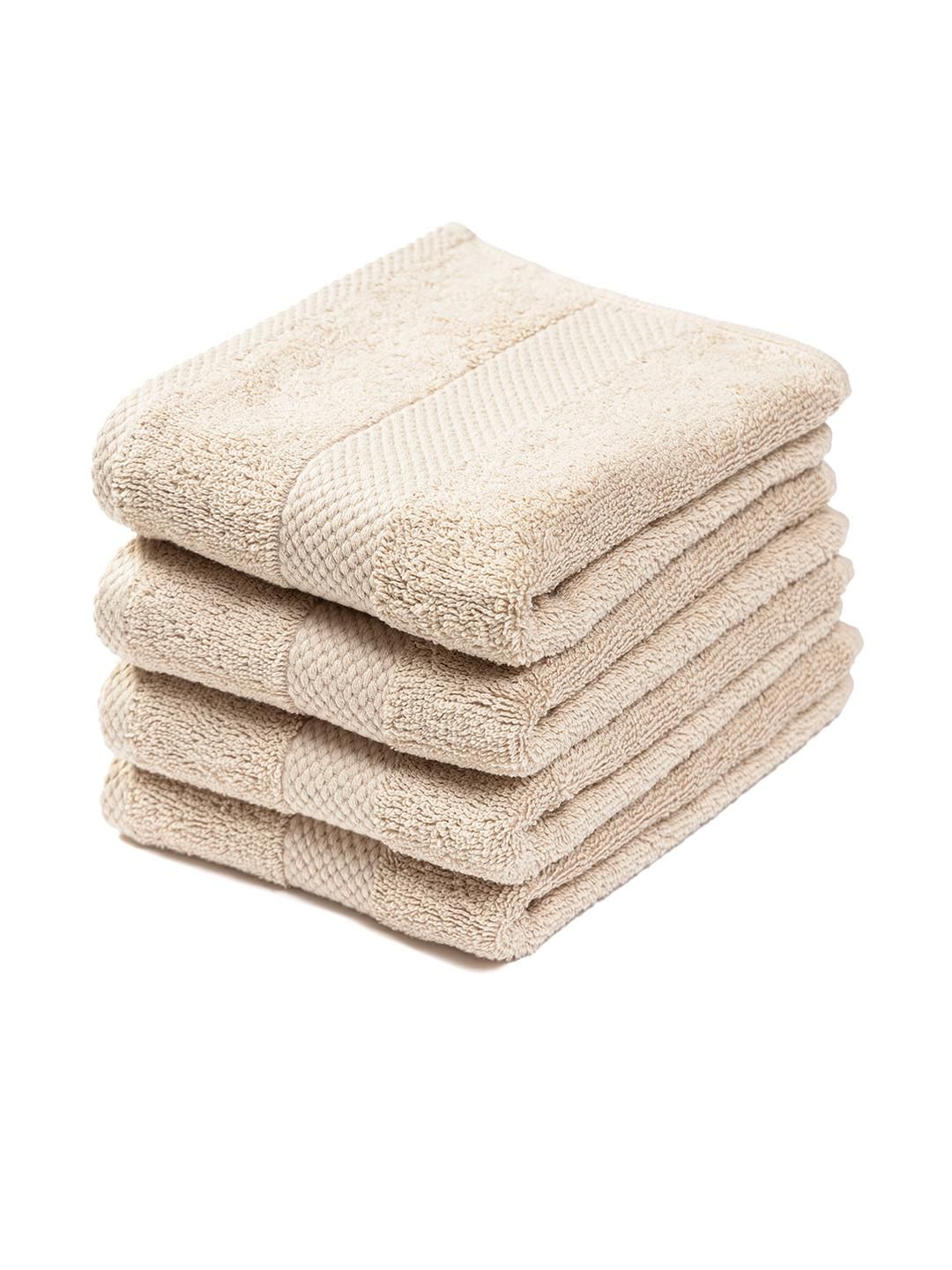 Earthy Fables Beige 4 Pieces Cotton 600 GSM Hand Towels-image-19