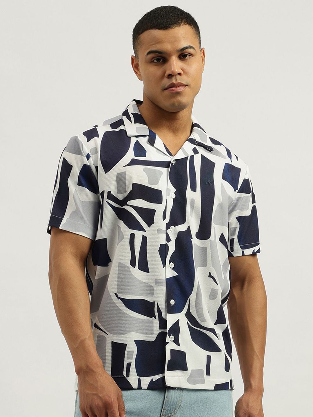 United Colors of Benetton Relaxed Fit Abstract Printed Resort Collar Casual Shirt-picture-57