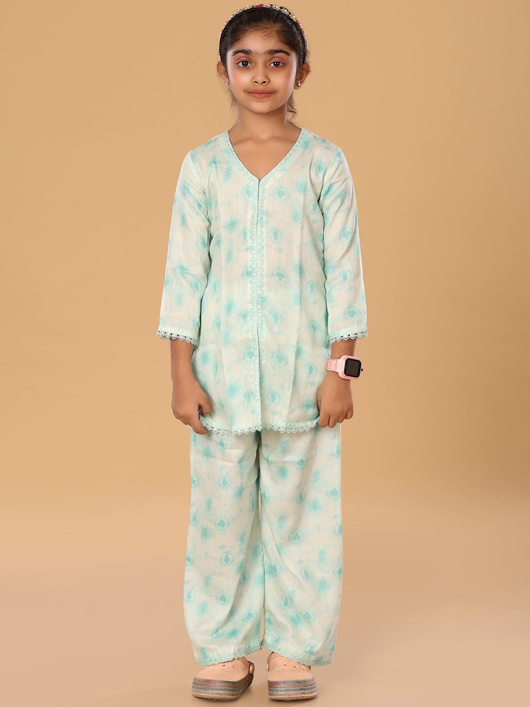 The Mini Trunk Girls Floral Printed Kurti with Trousers-picture-27
