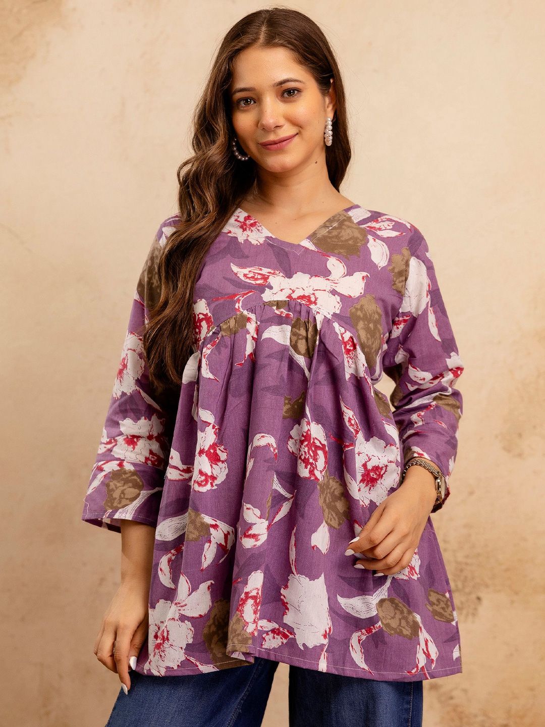 Mialo fashion Floral Printed V-Neck Kurti-picture-33
