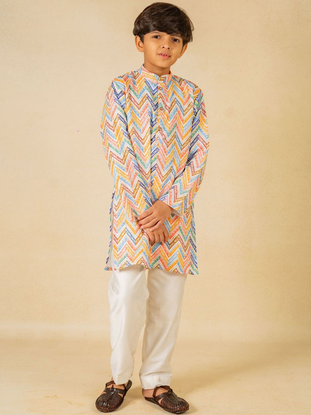 Jilmil Boys Chevron Printed Kurta with Pyjama-picture-54