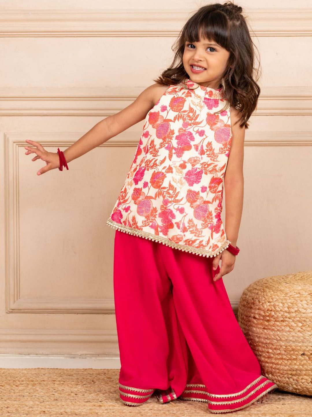 Jilmil Girls Floral Printed Kurta with Sharara-picture-16