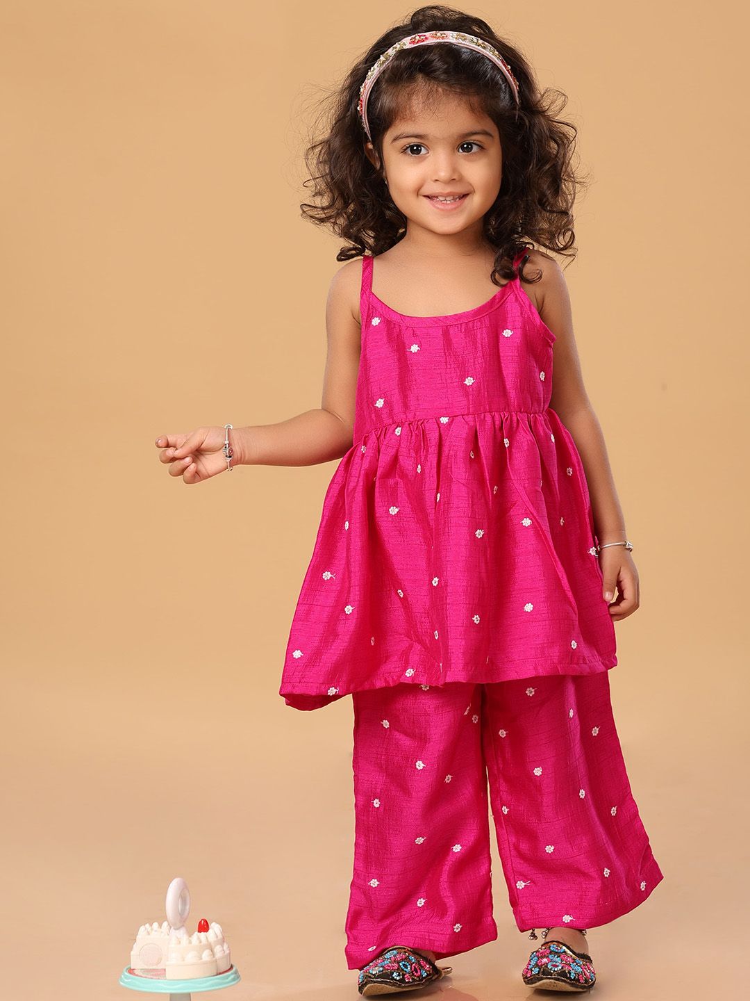 The Mini Trunk Girls Floral Printed Square Neck A-Line Kurta With Palazzos-picture-36